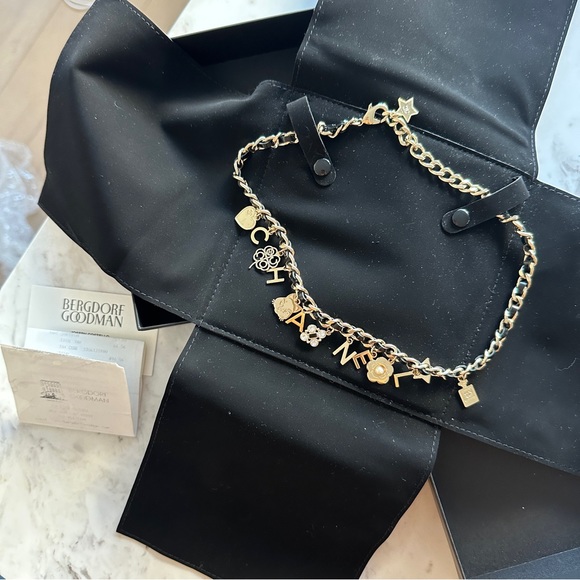 CHANEL Lambskin Crystal CC Logo Charming Necklace in Gold and Black - Picture 10 of 13